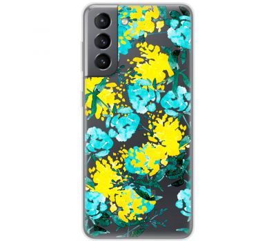 Чохол для Samsung Galaxy S21 FE (G990) MixCase патріотичні жовто-блакитні квіти