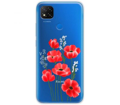 Чохол для Xiaomi Redmi 9C Mixcase квіти маки в польових травах