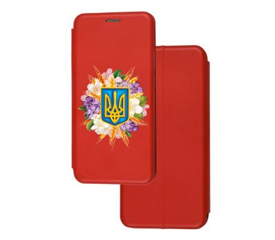 Чохол-книжка Samsung A03 Core (A032) з малюнком червона Герб у квітах