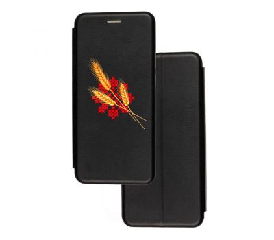 Чохол-книжка Samsung Galaxy A03s (A037) з малюнком чорний колоски пшениці візерунок