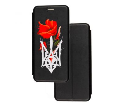 Чохол-книжка Samsung Galaxy A03s (A037) з малюнком чорний Тризуб з квіткою маку