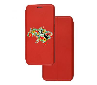 Чохол-книжка Samsung Galaxy A03s (A037) з малюнком червона квітуча Україна