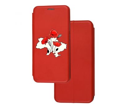 Чохол-книжка Samsung Galaxy A03s (A037) з малюнком червона Україна з квіткою маку