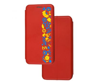 Чохол-книжка Samsung Galaxy A03s (A037) з малюнком червона жовто-блакитний візерунок