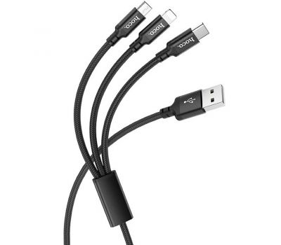 Кабель USB Hoco X47 Harbor 3in1 lightning -microUSB-Type-C 1m чорний