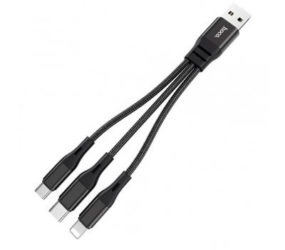 Кабель USB Hoco X47 Harbor 3in1 lightning -microUSB-Type-C 1m чорний 3227505