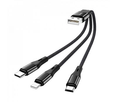 Кабель USB Hoco X47 Harbor 3in1 lightning -microUSB-Type-C 1m чорний 3227506