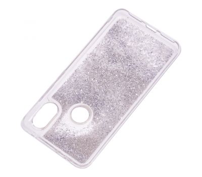 Чохол для Xiaomi Redmi Note 6 Pro блискітки вода срібляста "біла мандала" 3227769