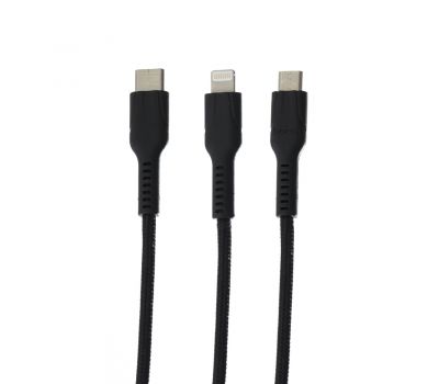 Кабель USB Hoco U31 Benay 3in1 (Lightning + microUSB + Type-C) 1.2m чорний 3227430