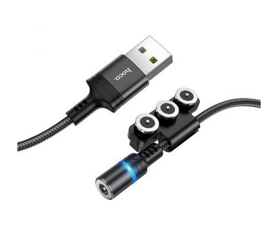 Кабель USB Hoco DU42 Magnetic 3in1 Type-C, microUSB, lightning 1m чорний 3227423