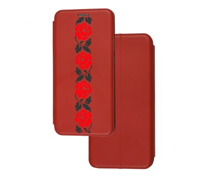 Чохол-книжка Samsung Galaxy A01 (A015) з малюнком червоні квіти
