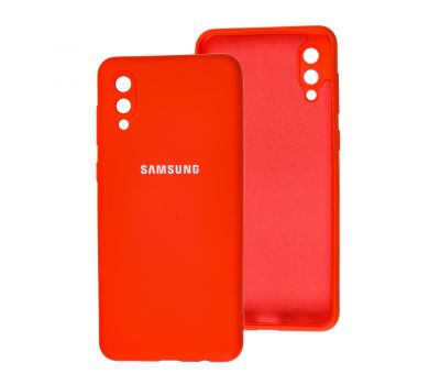 Чохол для Samsung Galaxy A02 (A022) Lime silicon з мікрофіброю червоний