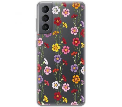 Чохол для Samsung Galaxy S21 FE (G990) Mixcase квіти патерн квіткових ліан