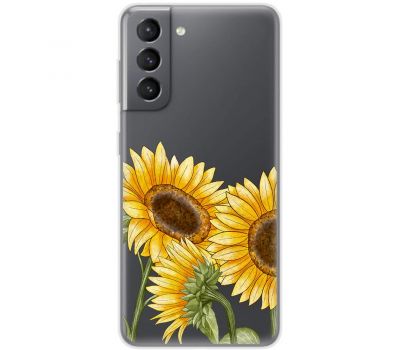 Чохол для Samsung Galaxy S21 FE (G990) Mixcase квіти три соняшники