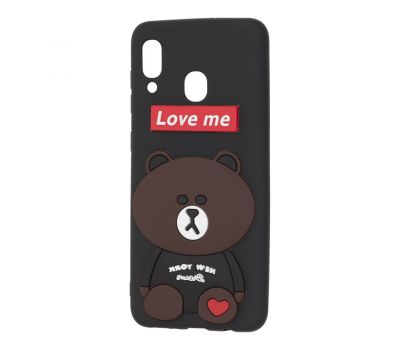 Чохол для Samsung Galaxy A20 / A30 ведмедик "Love Me" чорний