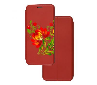 Чохол-книжка Xiaomi Redmi Note 9S/9 Pro з малюнком червона квітка