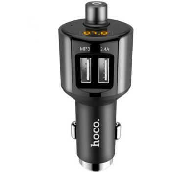 Автомобільний зарядний пристрій Hoco E19 2USB Bluetooth FM Launcher сірий