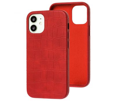 Чохол для iPhone 12 mini Leather croco full червоний