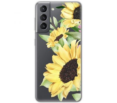 Чохол для Samsung Galaxy S21 FE (G990) Mixcase квіти великі соняшники