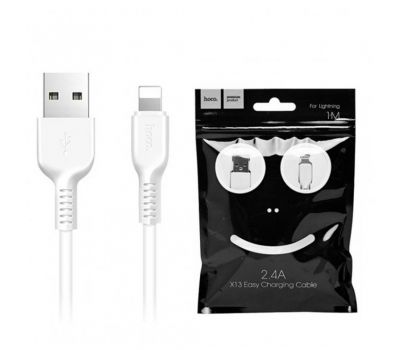 Кабель USB Hoco X13 Easy Charging Lightning 2.4A 1m білий