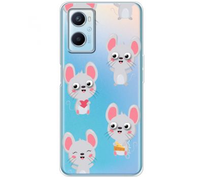 Чохол для Oppo A76 / A96 MixCase Мишки з 3D очима на прозорому