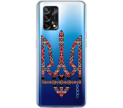 Чохол для Oppo A74 MixCase патріотичні тризуб з червоно-чорним орнаментом