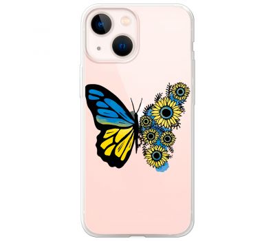Чохол для iPhone 14 Plus MixCase патріотичні жовто-синій метелик