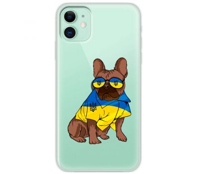 Чохол для iPhone 11 MixCase патріотичні мопс в жовто-синіх кольорах