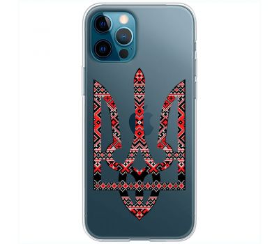 Чохол для iPhone 14 Pro MixCase патріотичні тризуб з червоно-чорним орнаментом