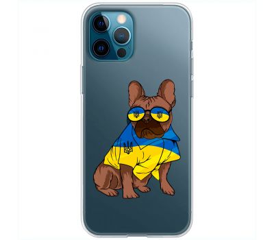 Чохол для iPhone 12 Pro Max MixCase патріотичні мопс в жовто-синіх кольорах