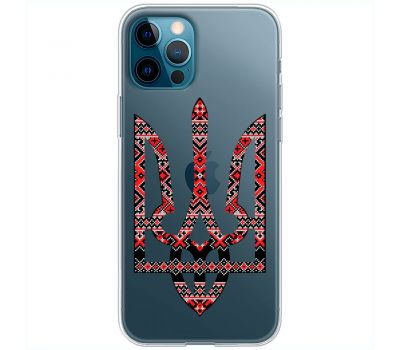 Чохол для iPhone 12 Pro Max MixCase патріотичні тризуб з червоно-чорним орнаментом
