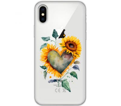 Чохол для iPhone X / Xs MixCase осінь соняшник з серцем