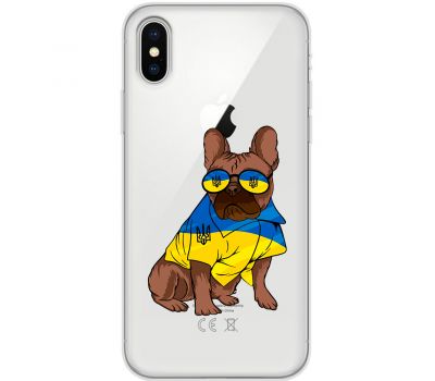 Чохол для iPhone X / Xs MixCase патріотичні мопс в жовто-синіх кольорах