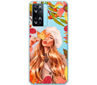 Чохол для Oppo A57s MixCase осінь дівчина у біреті