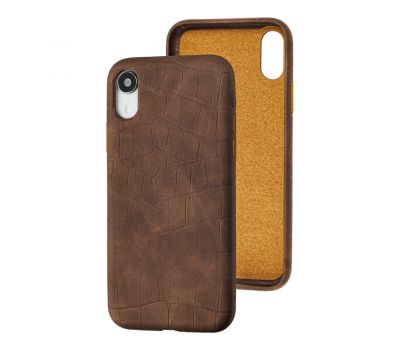 Чохол для iPhone Xr Leather croco full коричневий
