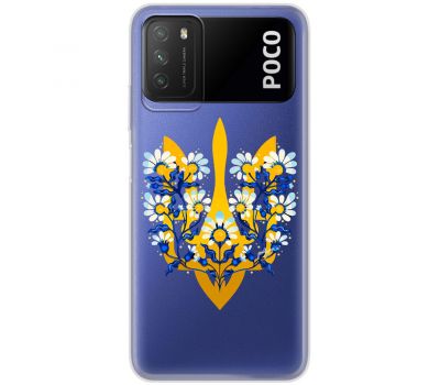 Чохол для Xiaomi Poco M3 MixCase патріотичні тризуб в квітах