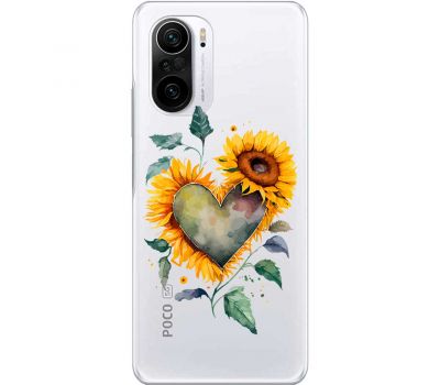 Чохол для Xiaomi Poco F3 MixCase осінь соняшник з серцем