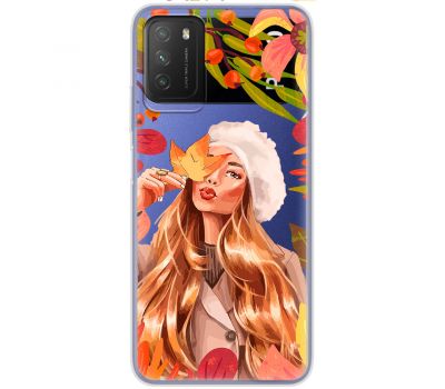 Чохол для Xiaomi Poco M3 MixCase осінь дівчина у біреті