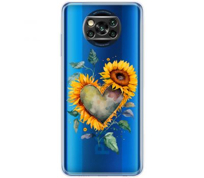 Чохол для Xiaomi Poco X3 / X3 Pro MixCase осінь соняшник з серцем