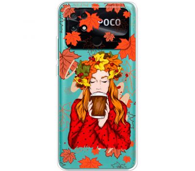 Чохол для Xiaomi Poco С40 MixCase осінь дівчина з віночком