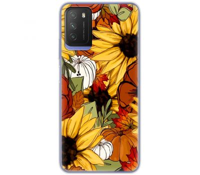 Чохол для Xiaomi Poco M3 MixCase осінь гарбузи і соняшники