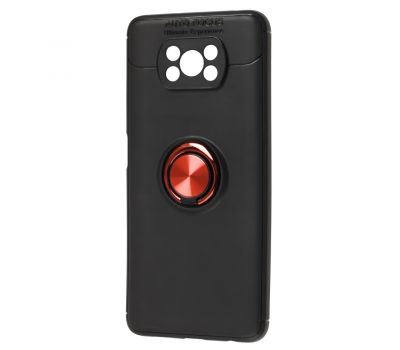 Чохол для Xiaomi Poco X3 / X3 Pro Deen ColorRing з кільцем чорний/червоний
