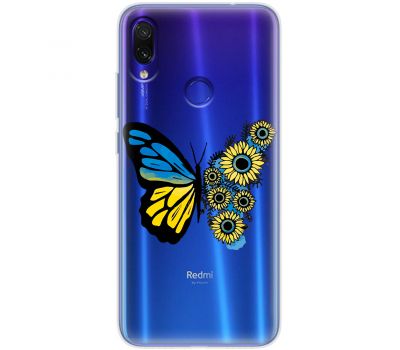 Чохол для Xiaomi Redmi Note 7 MixCase патріотичні жовто-синій метелик