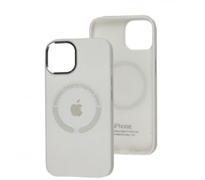 Чохол для iPhone 14 Metal Camera MagSafe Silicone white