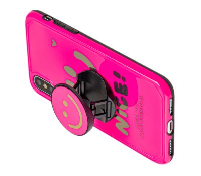 Чохол для iPhone X / Xs Nice smile popsocket рожевий 3313854