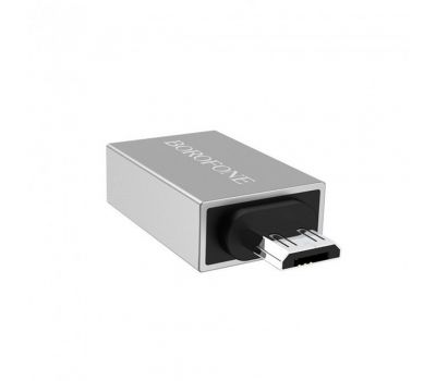 Перехідник OTG Borofone BV2 USB to microUSB сріблястий 3314117