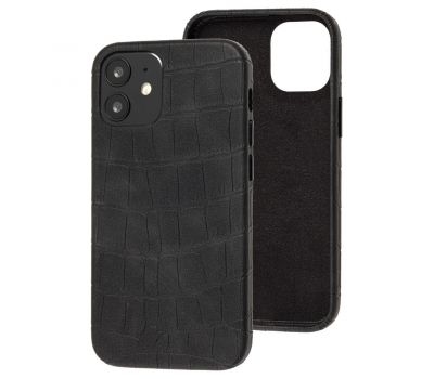 Чохол для iPhone 12 / 12 Pro Leather croco full black