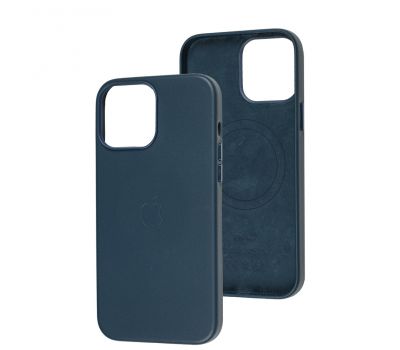 Чохол для iPhone 13 Pro Max Leather classic Full MagSafe indigo blue