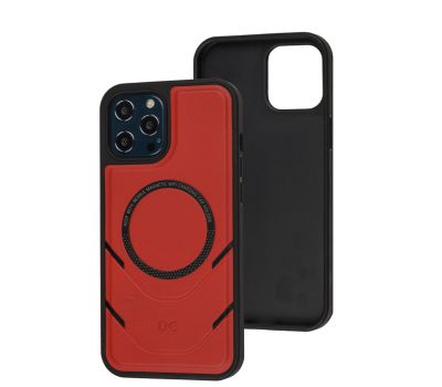 Чохол для iPhone 12 Pro Max MagSafe eco-leather + MagSafe popSocket red
