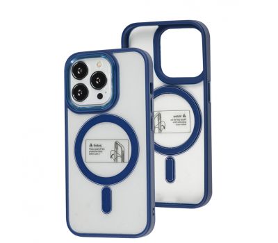 Чохол для iPhone 14 Pro Metal Bezel MagSafe синій
